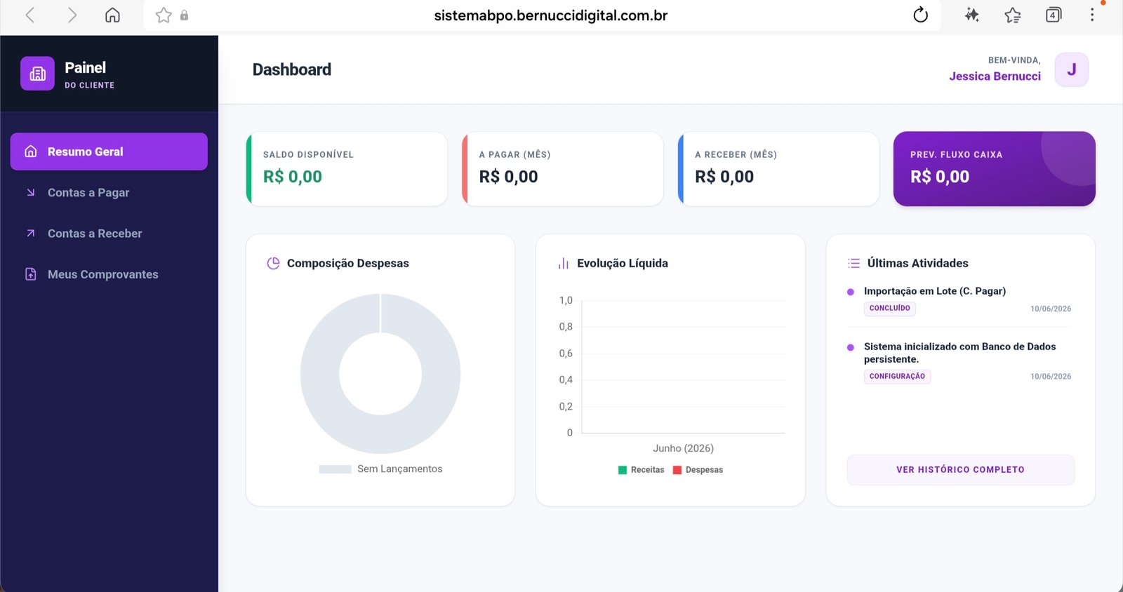 Painel do Sistema de BPO Financeiro